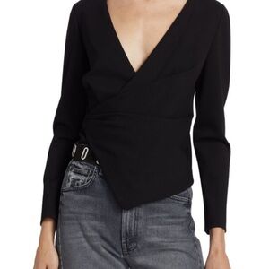 NWT $298 Rag & Bone Black Irina Wrap Top Jacket Size XS
